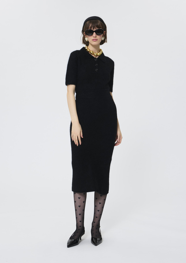 Janna skirt black brushed alpaca Black TARA JARMON US