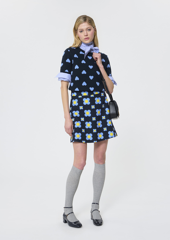 Jessy Skirt midnight blue floral print Night TARA JARMON US