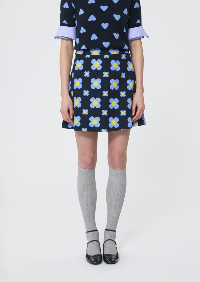 Jessy Skirt midnight blue floral print Night TARA JARMON US