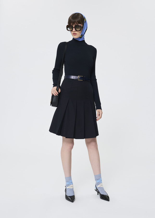 Jeanne skirt midnight blue in cold wool Night TARA JARMON US