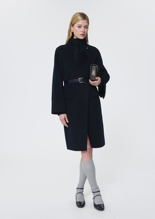 Mocca Coat midnight blue double-faced wool Night TARA JARMON US