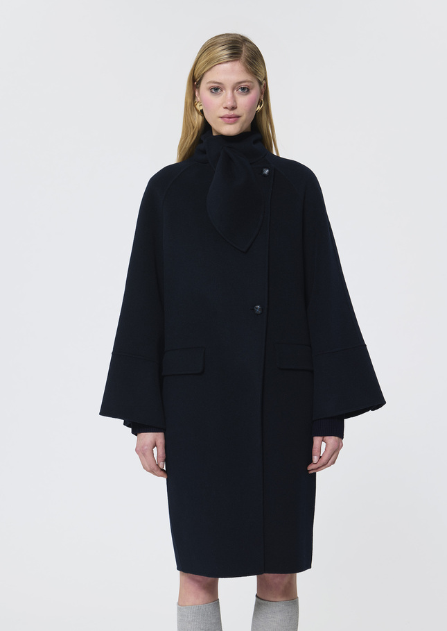 Mocca Coat midnight blue double-faced wool Night TARA JARMON US
