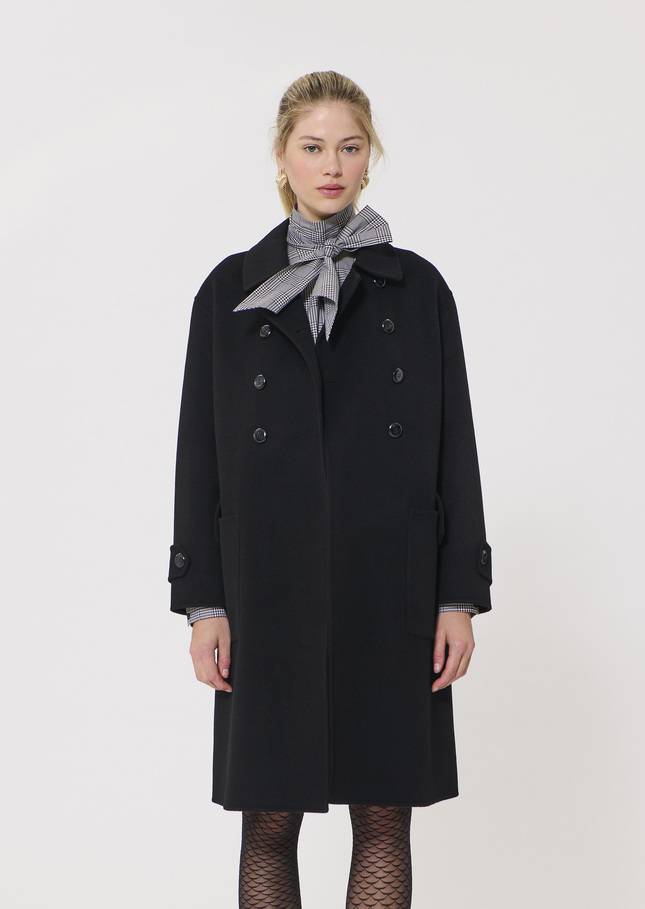 Maeline coat black double-sided wool Black TARA JARMON US