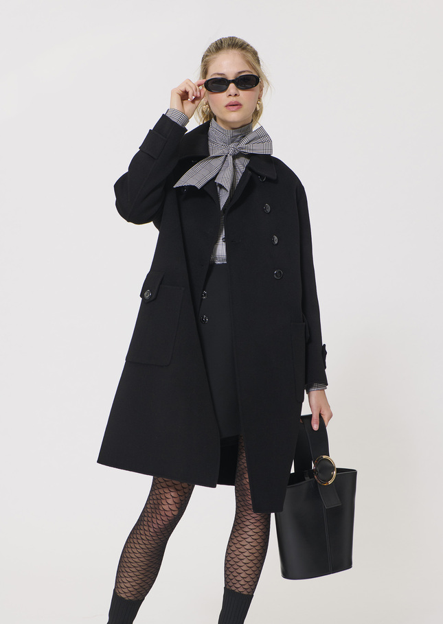 Maeline coat black double-sided wool Black TARA JARMON US