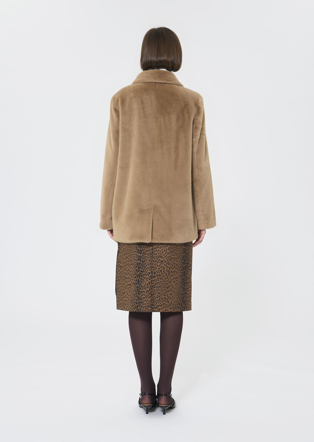 Melba Coat beige faux fur Taupe color TARA JARMON US