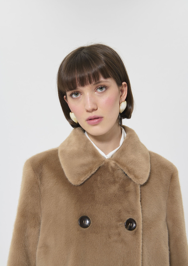 Melba Coat beige faux fur Taupe color TARA JARMON US