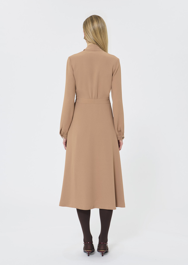 Rosalie Dress beige crepe Nut brown TARA JARMON US