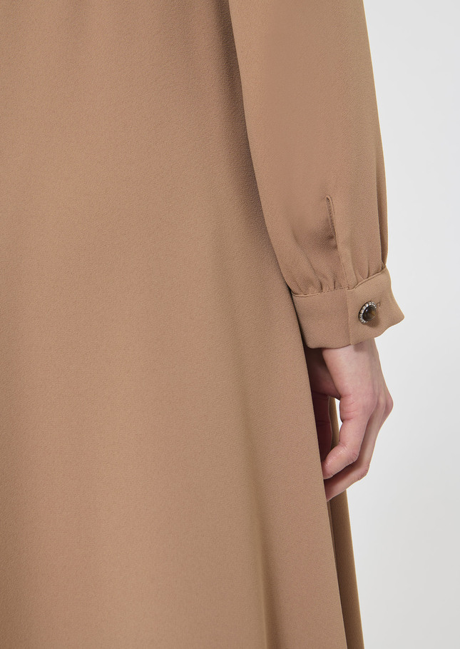 Rosalie Dress beige crepe Nut brown TARA JARMON US