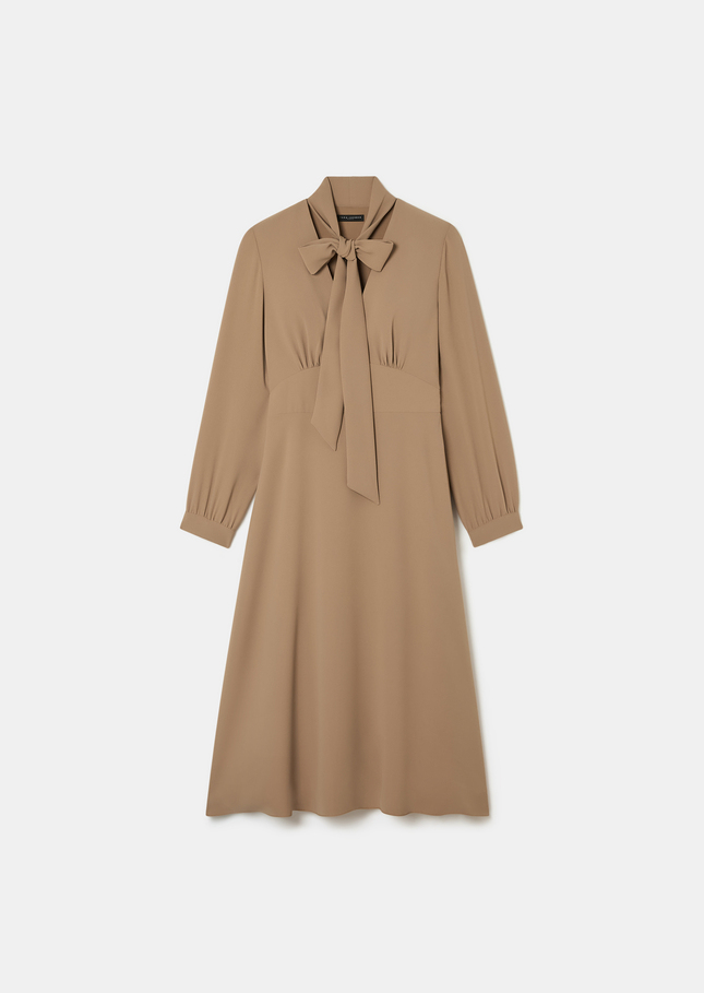 Rosalie Dress beige crepe Nut brown TARA JARMON US
