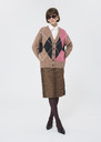 Gloria Vest beige jacquard pattern in merino wool Taupe color TARA JARMON US