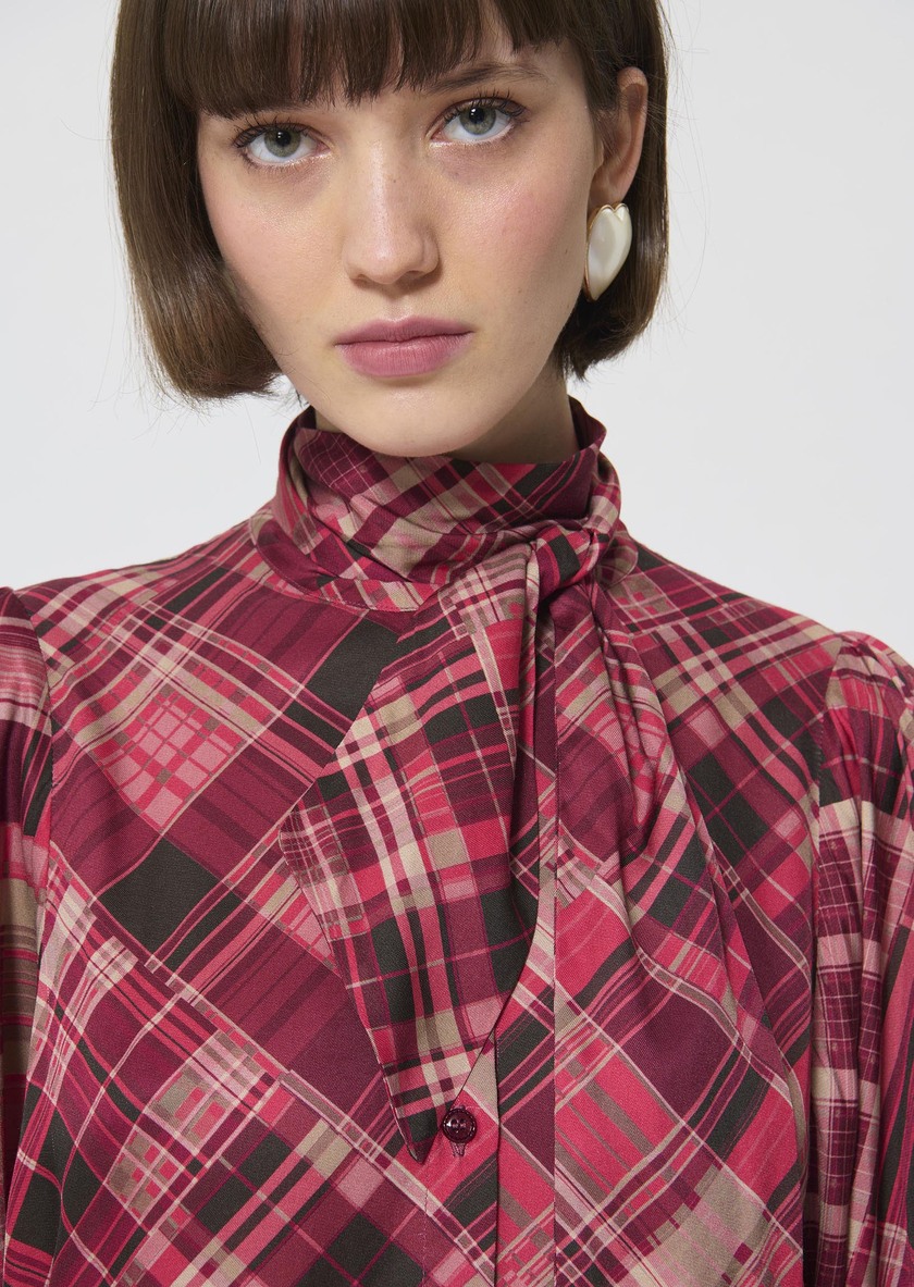 Candya shirt pink plaid print Raspberry TARA JARMON US