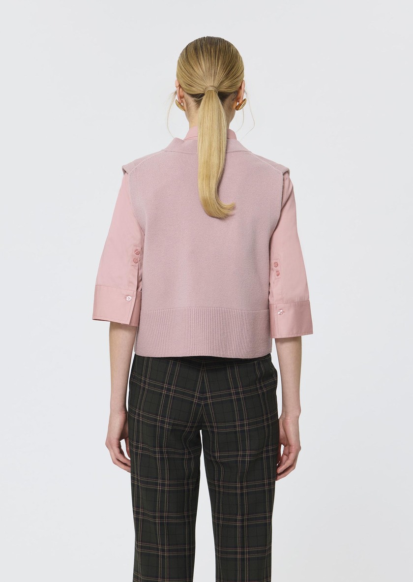 Gilles vest pale pink wool and alpaca Blush TARA JARMON US