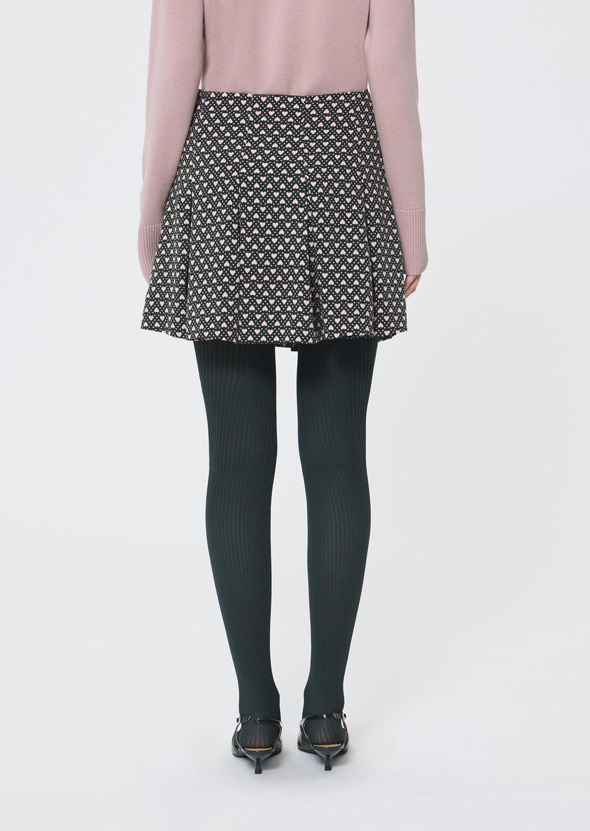Justine Skirt green with small heart print Vert anglais TARA JARMON US