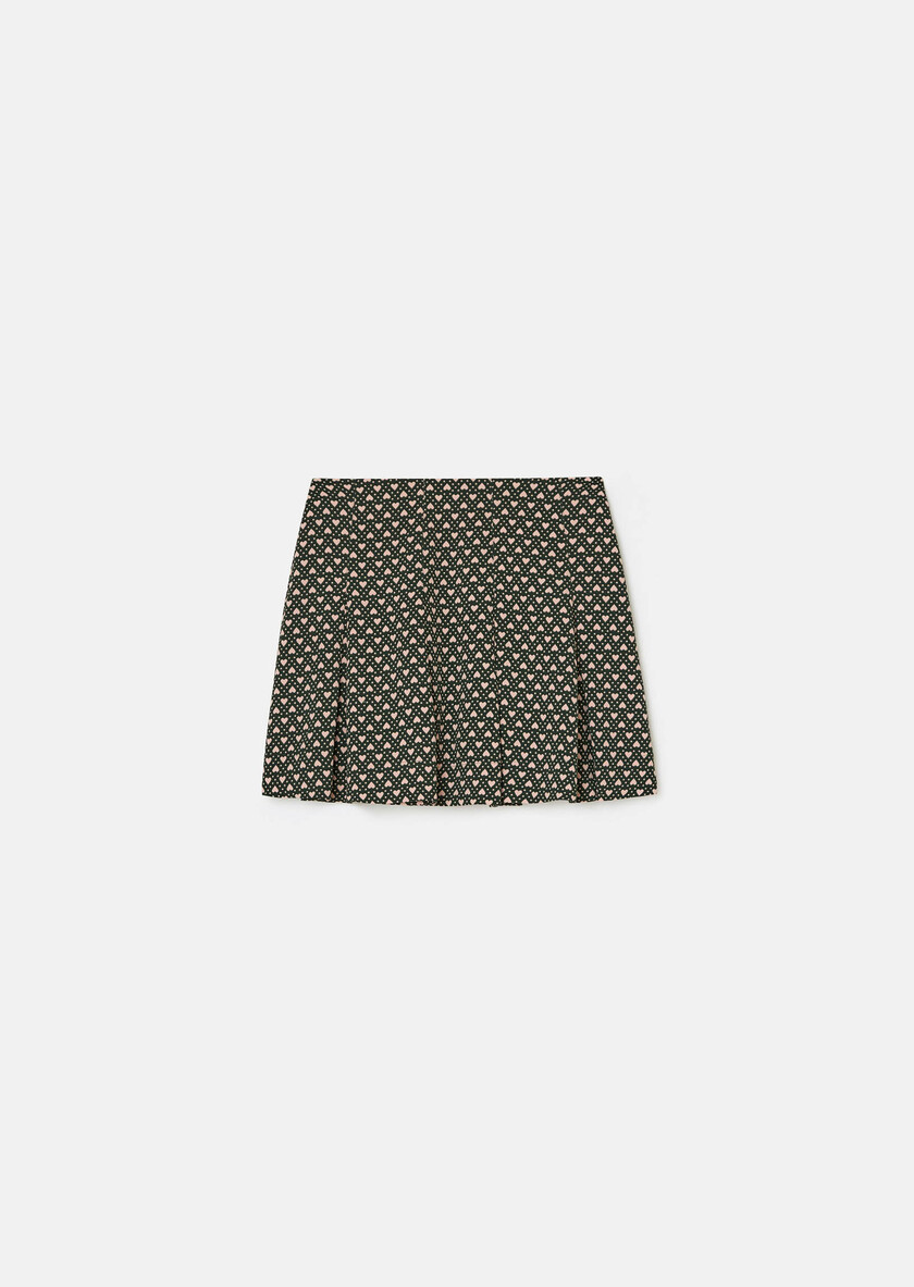 Justine Skirt green with small heart print Vert anglais TARA JARMON US