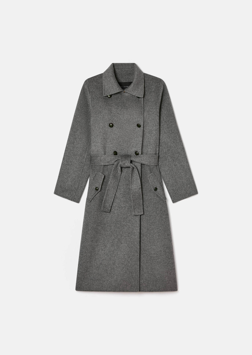 Martino Coat heather grey double-faced wool Gray grey TARA JARMON US
