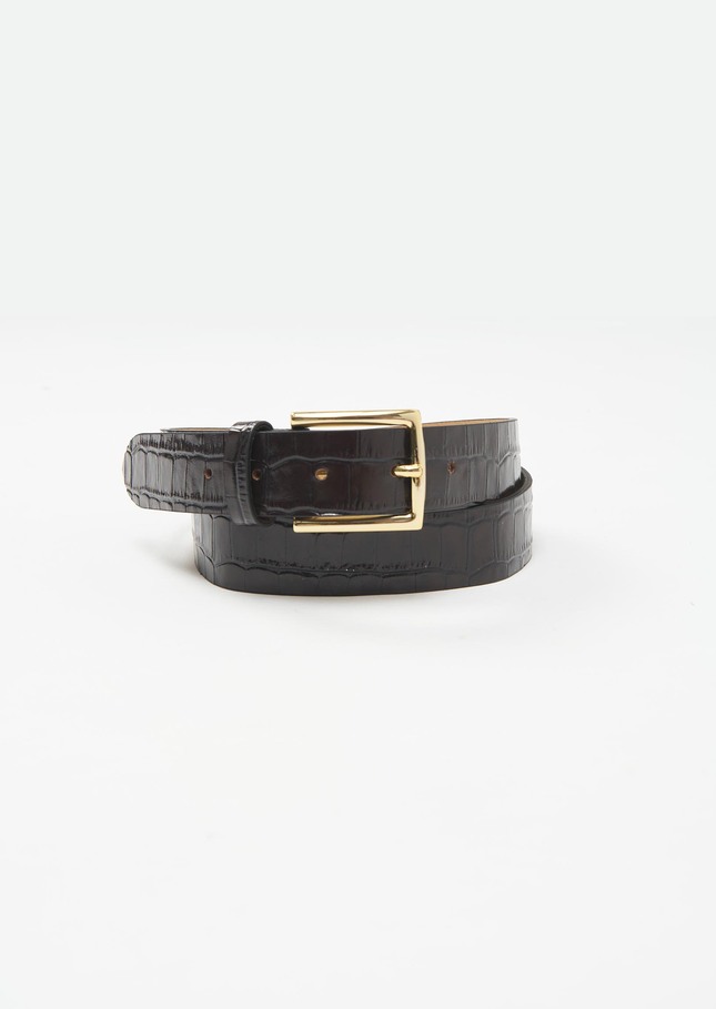 Léa Belt brown crocodile-embossed leather Chocolate TARA JARMON US