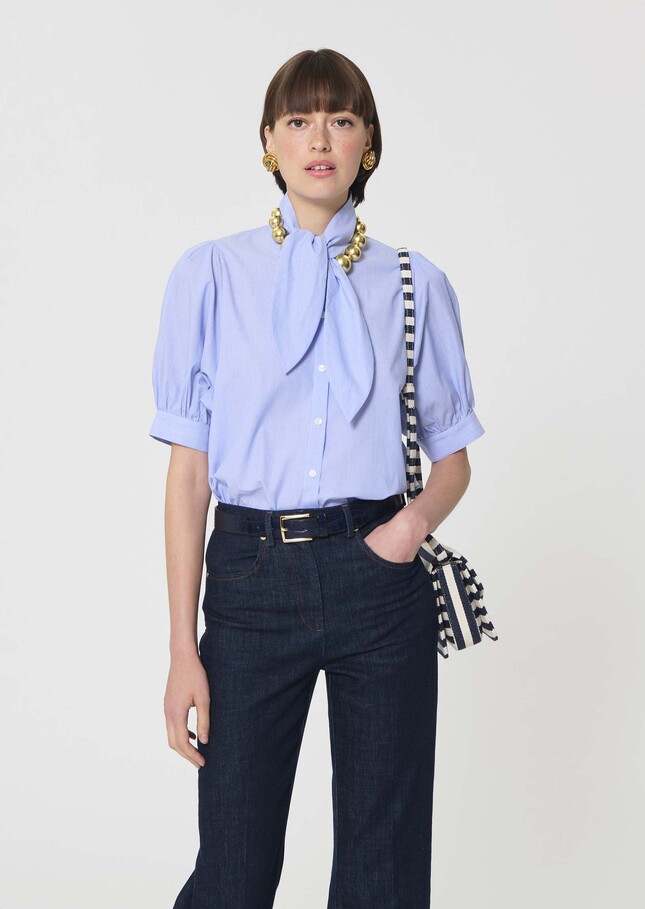 Candyce shirt blue with thin stripes Blue TARA JARMON US