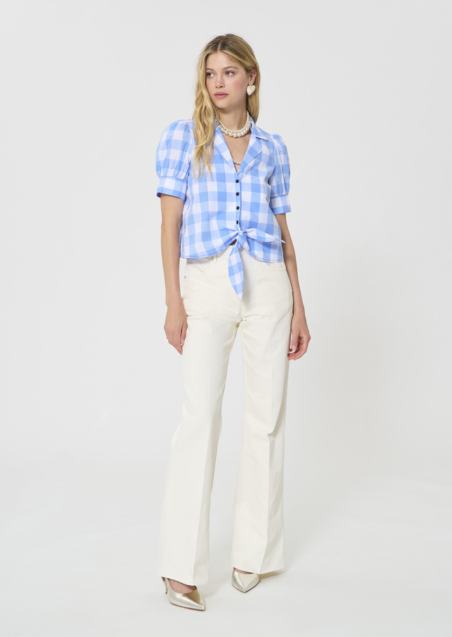 Côme shirt sky blue in gingham in poplin Horizon TARA JARMON US