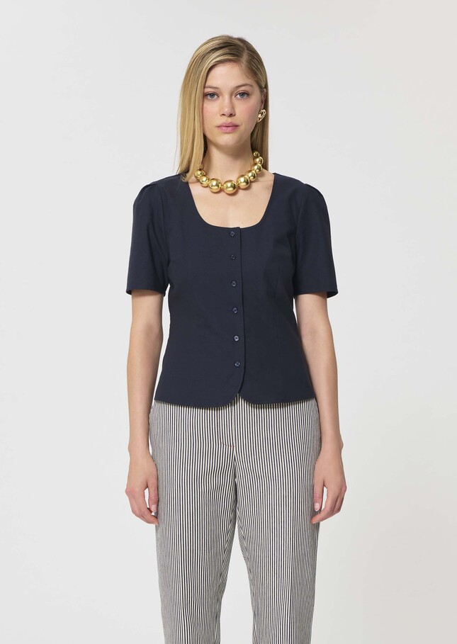 Camina shirt midnight blue poplin Night TARA JARMON US