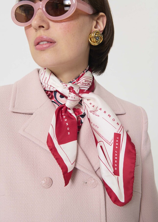 Eline scarf red silk print Cerise TARA JARMON US