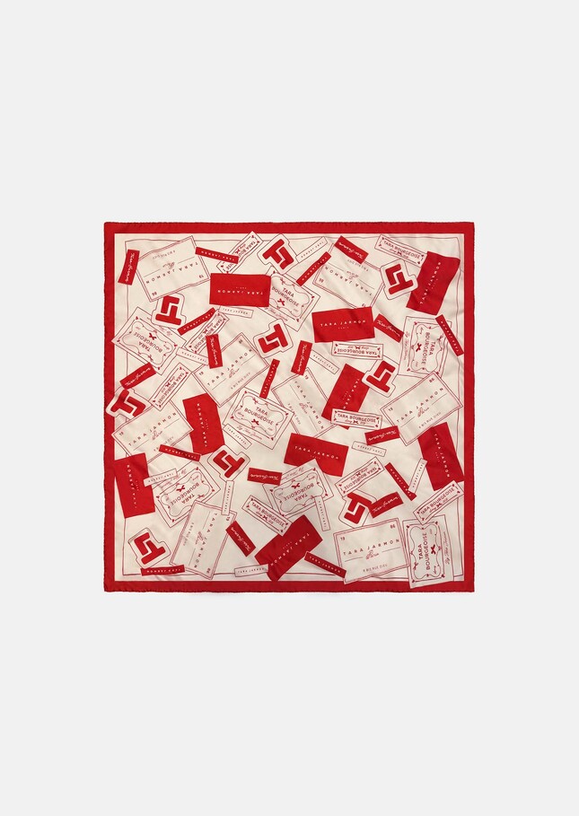 Eline scarf red silk print Cerise TARA JARMON US