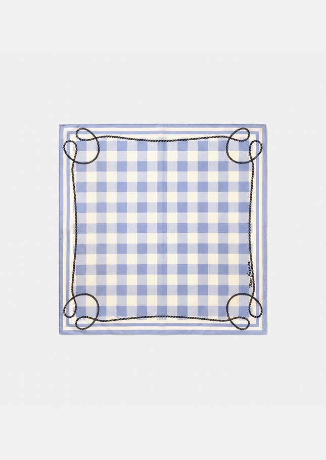 Eddie Scarf sky blue gingham cotton Horizon TARA JARMON US