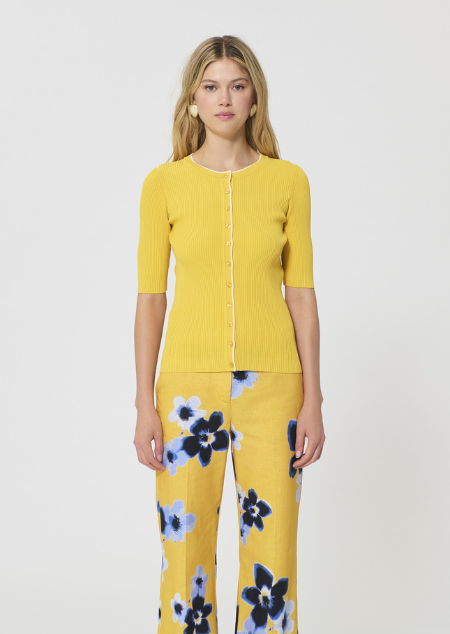 Gipsy Vest yellow ribbed knit Mimosa TARA JARMON US