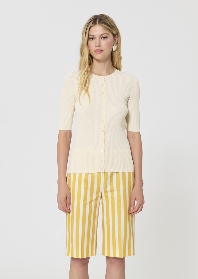 Gipsy Vest ecru ribbed knit Off-white TARA JARMON US