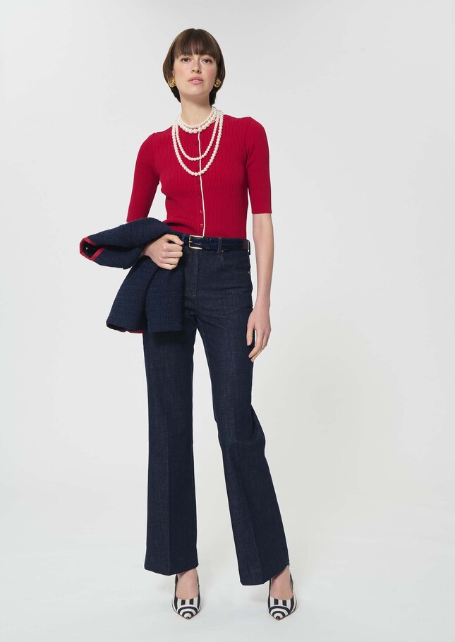 Gipsy Vest red ribbed knit Cerise TARA JARMON US