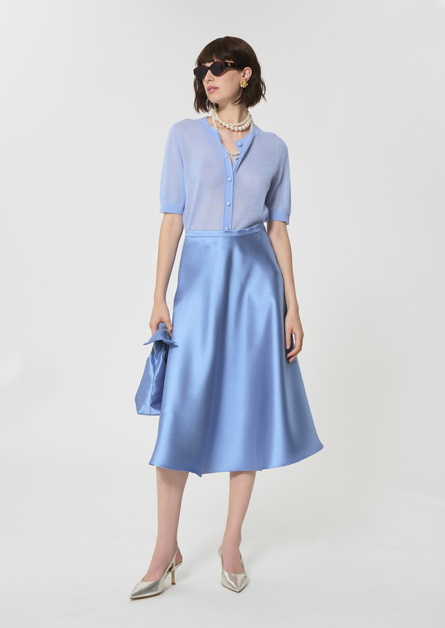 Josephine skirt sky blue duchess satin Horizon TARA JARMON US