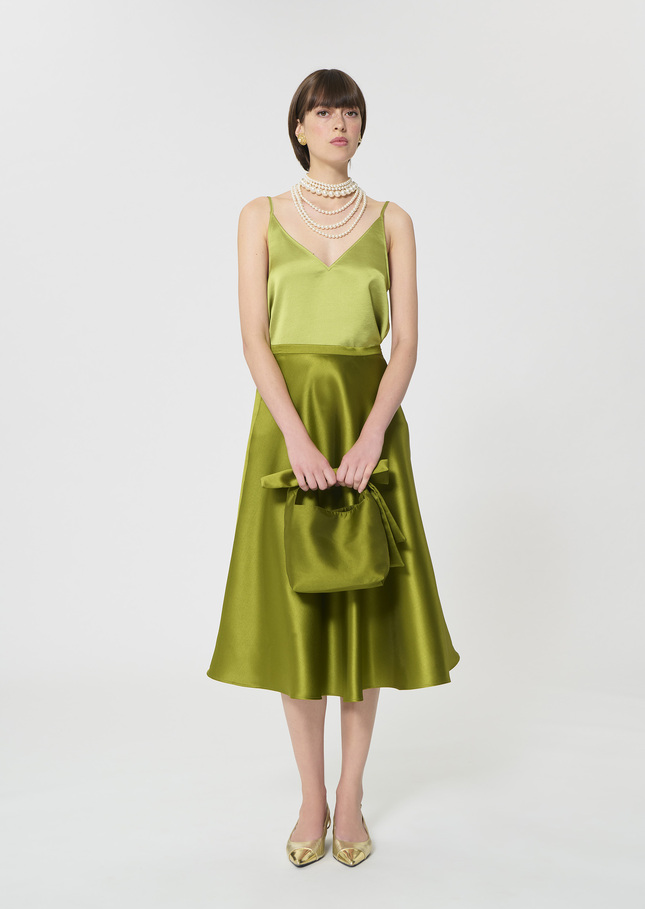 Josephine skirt green duchess satin Anis TARA JARMON US
