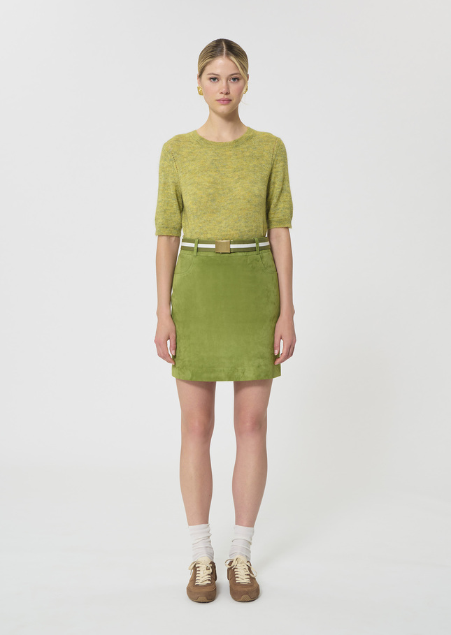 Janice Skirt green suede Pomme TARA JARMON US