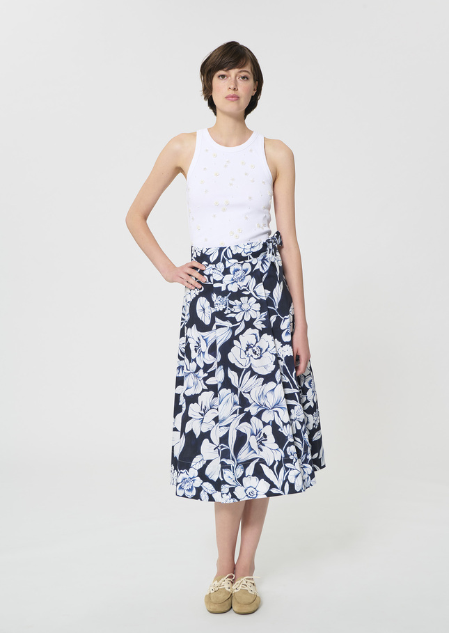 Jolly Skirt midnight blue floral print cotton Night TARA JARMON US