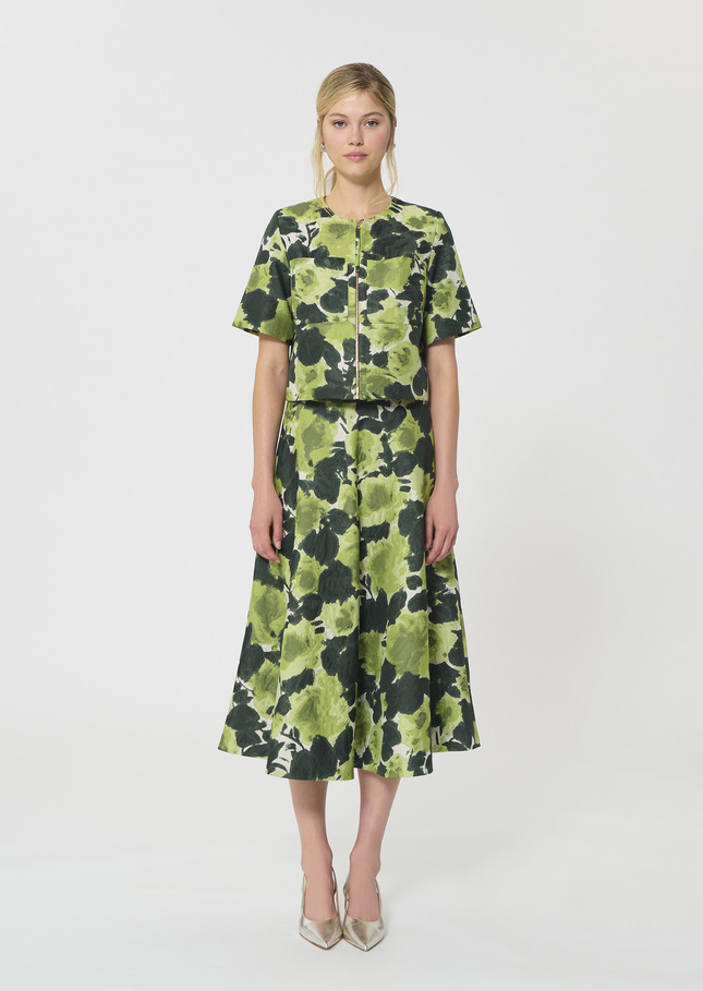 Joséphina Skirt ecru floral pattern Craie TARA JARMON US