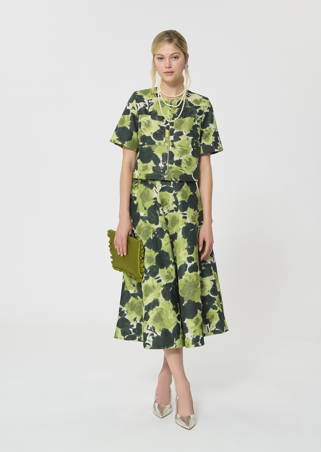 Joséphina Skirt ecru floral pattern Craie TARA JARMON US