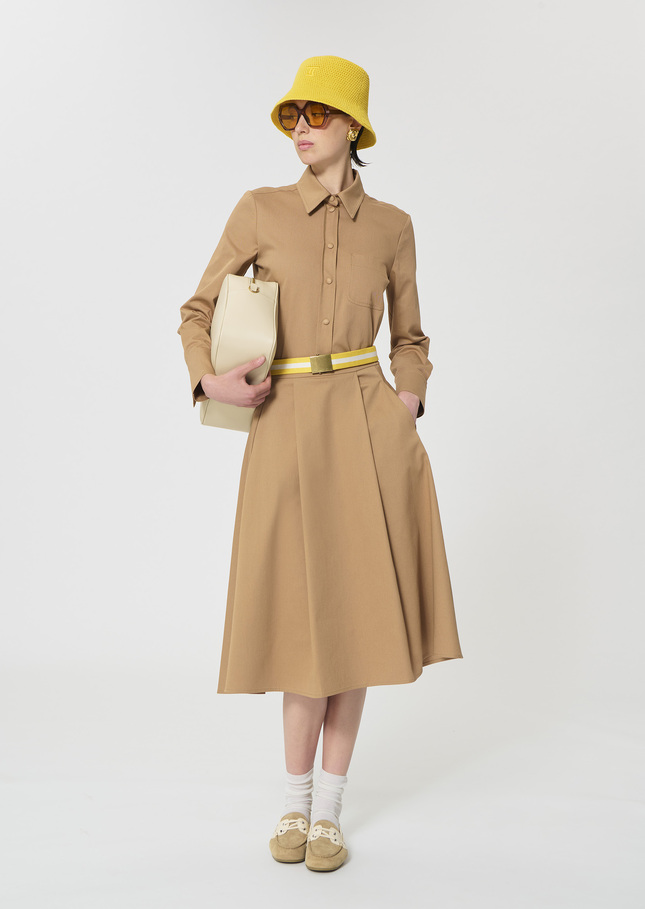 Joel Skirt beige cotton gabardine Miel TARA JARMON US