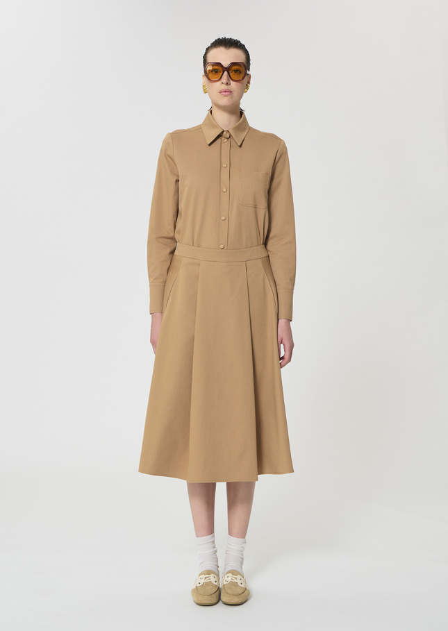 Joel Skirt beige cotton gabardine Miel TARA JARMON US