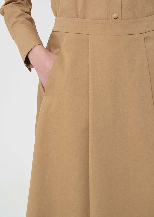 Joel Skirt beige cotton gabardine Miel TARA JARMON US