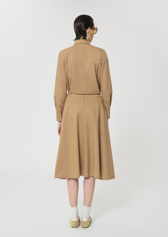 Joel Skirt beige cotton gabardine Miel TARA JARMON US