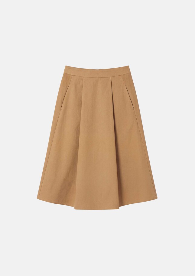 Joel Skirt beige cotton gabardine Miel TARA JARMON US