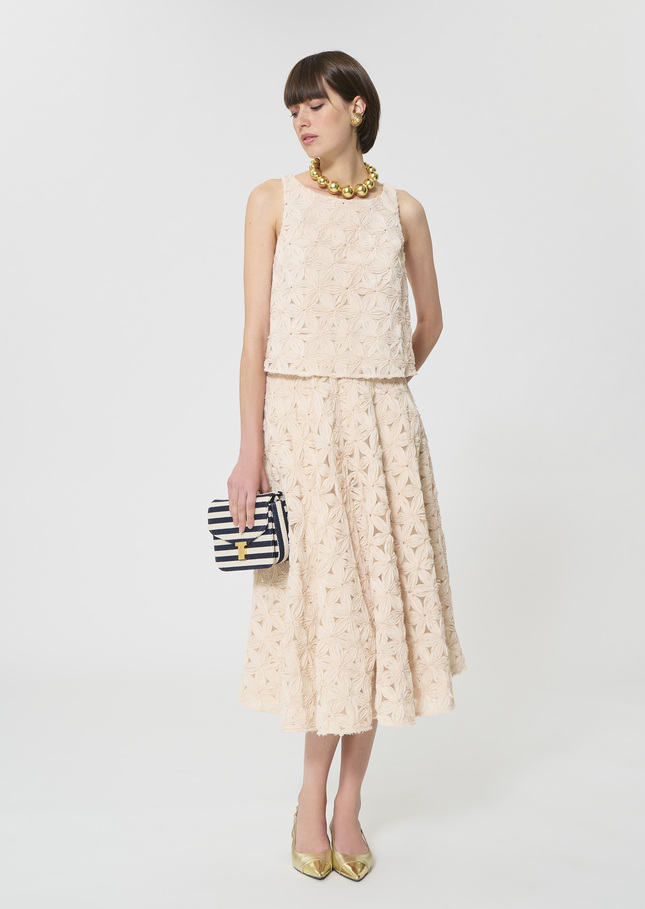 Jackie Skirt beige embossed floral pattern Beige TARA JARMON US