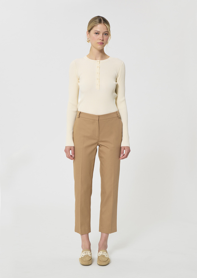 Polo Trousers beige cotton garbardine Miel TARA JARMON US