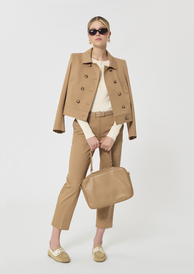 Polo Trousers beige cotton garbardine Miel TARA JARMON US