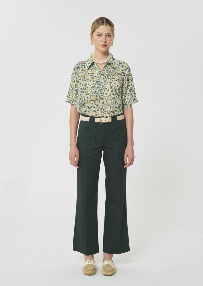 Pierrick trousers dark green cotton gabardine Vert anglais TARA JARMON US