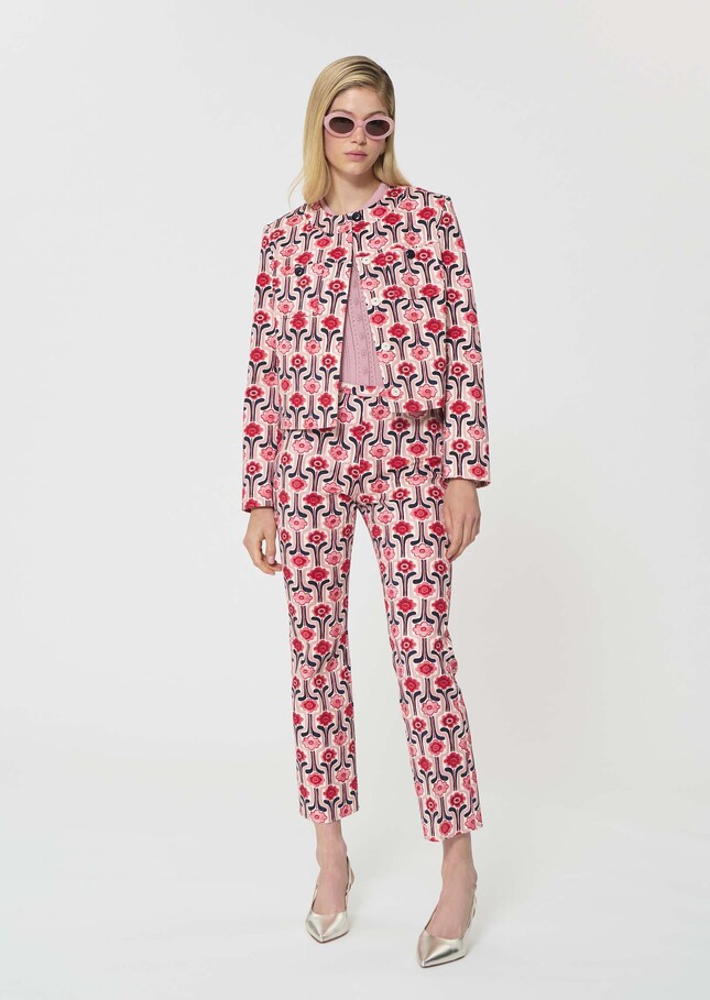 Paulino trousers pale pink retro print Blush TARA JARMON US