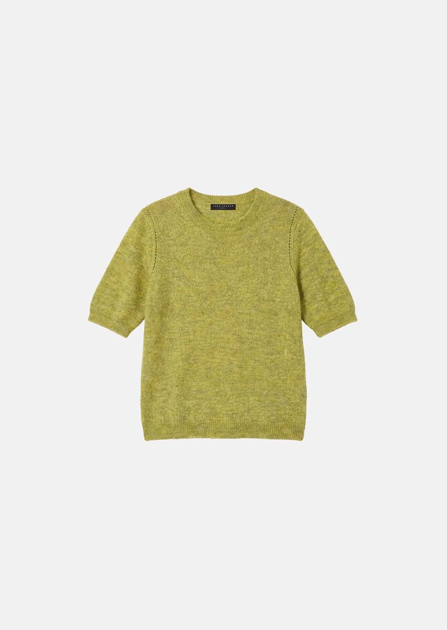 Ponzo Sweater heather green in lightweight mohair Almond TARA JARMON US
