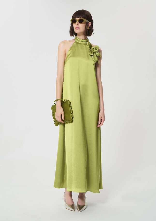 Rosso Dress green satin Anis TARA JARMON US