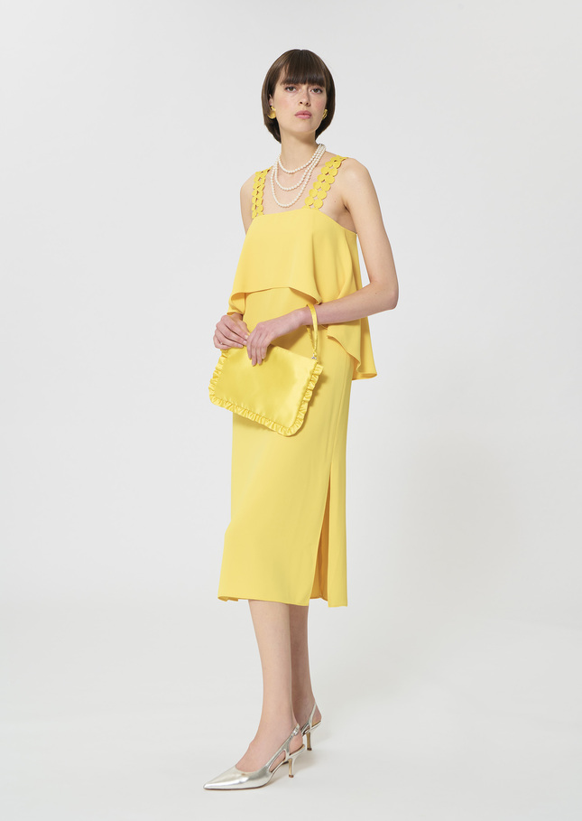 Rochas dress yellow in fluid crepe Mimosa TARA JARMON US