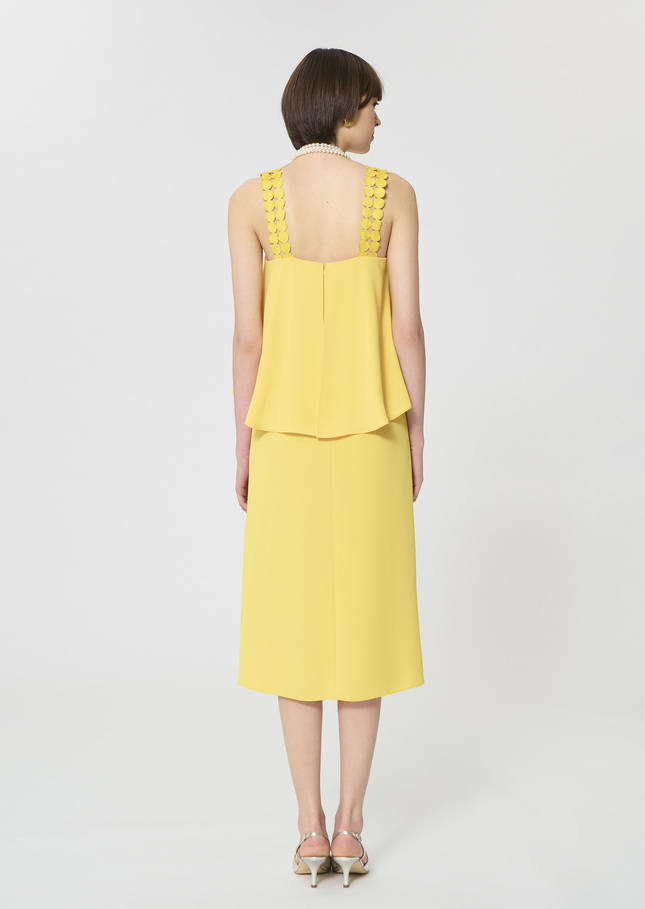 Rochas dress yellow in fluid crepe Mimosa TARA JARMON US