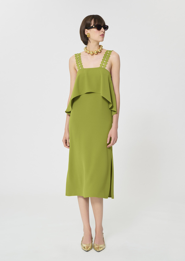 Rochas dress green in fluid crepe Pomme TARA JARMON US